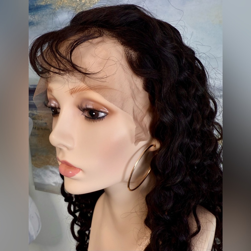 💯% 24” HUMAN Hair, Brazilian Wave, Lace Front, Fringe bangs, Black - Picture 2 of 16